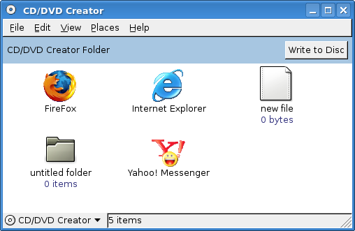 Linux drag and drop GUI program to create and burn data CDs